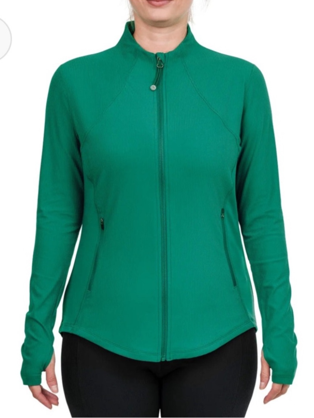 🌸2/$12🌸 Tuff Veda Ribbed Yoga Jacket with High Collar Green Small NWOT